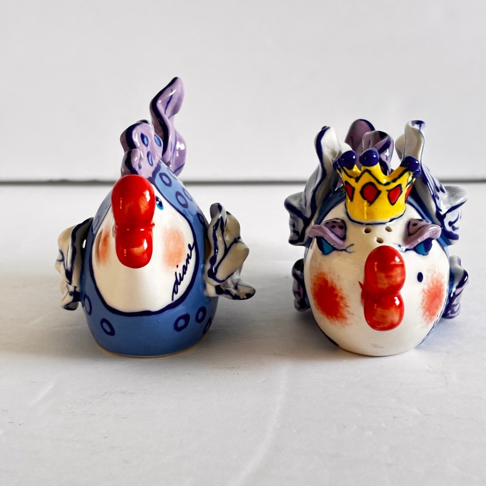 Diane Artware Kissing Fish Salt Pepper Shakers Crown Clay Art Ware Vtg 2002 - Picture 6 of 10